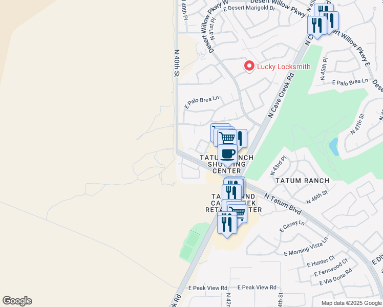 map of restaurants, bars, coffee shops, grocery stores, and more near 4103 East Barwick Drive in Cave Creek