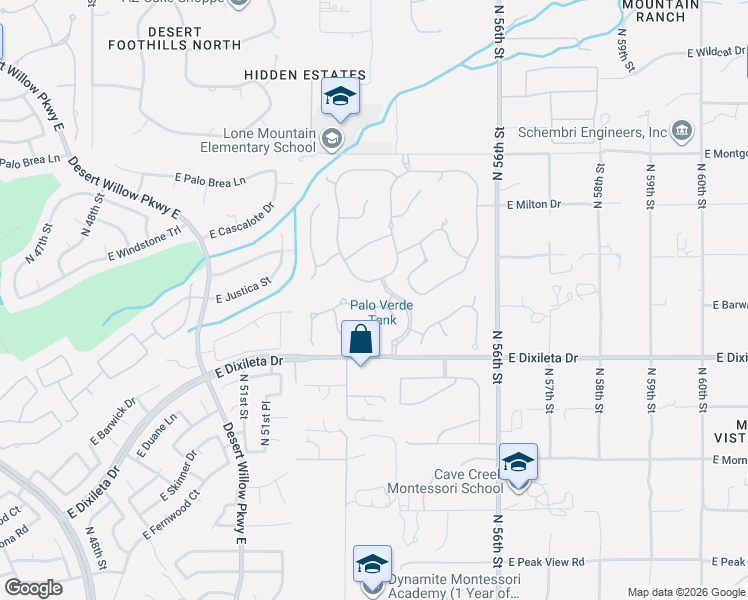 map of restaurants, bars, coffee shops, grocery stores, and more near 5324 East Barwick Drive in Cave Creek