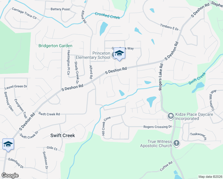map of restaurants, bars, coffee shops, grocery stores, and more near 1293 Oak Knoll Court in Lithonia