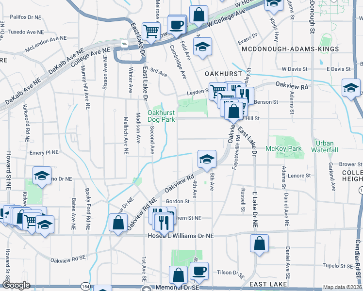 map of restaurants, bars, coffee shops, grocery stores, and more near 512 3rd Avenue in Decatur