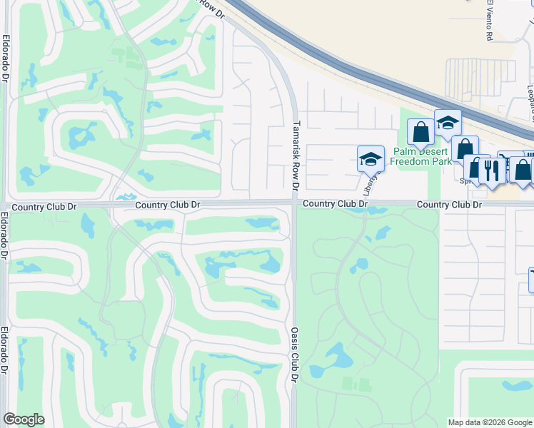 map of restaurants, bars, coffee shops, grocery stores, and more near 865 Box Canyon Trail in Palm Desert