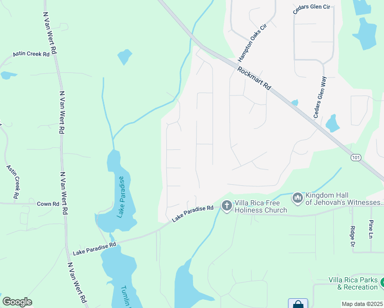 map of restaurants, bars, coffee shops, grocery stores, and more near 109 Javay Court in Villa Rica