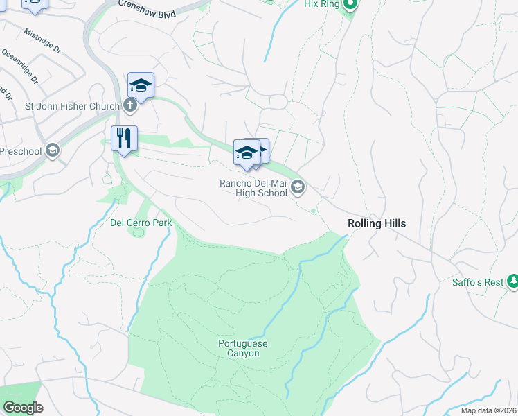 map of restaurants, bars, coffee shops, grocery stores, and more near 6 Coveview Drive in Rancho Palos Verdes