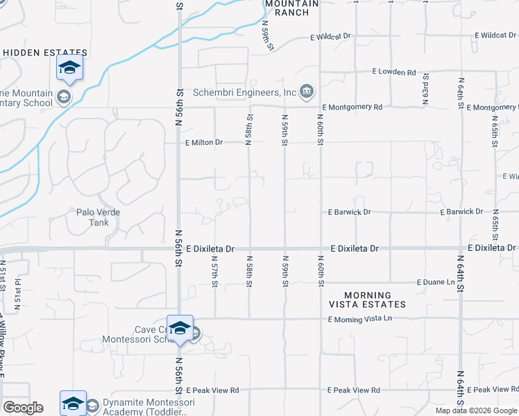 map of restaurants, bars, coffee shops, grocery stores, and more near 30009 North 58th Street in Cave Creek