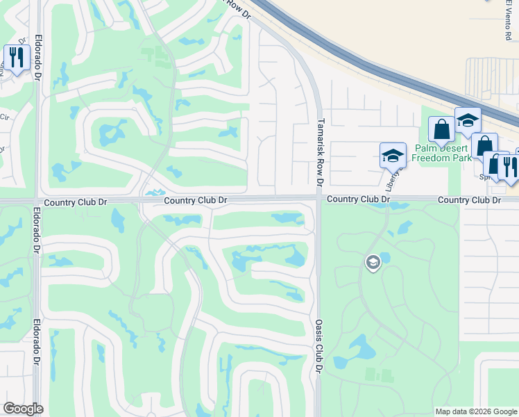 map of restaurants, bars, coffee shops, grocery stores, and more near 775 Box Canyon Trail in Palm Desert