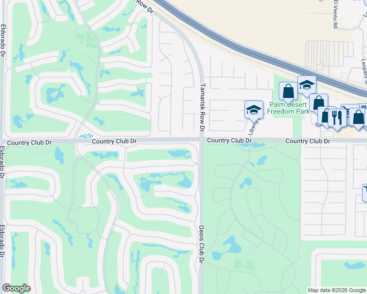 map of restaurants, bars, coffee shops, grocery stores, and more near 865 Box Canyon Trail in Palm Desert