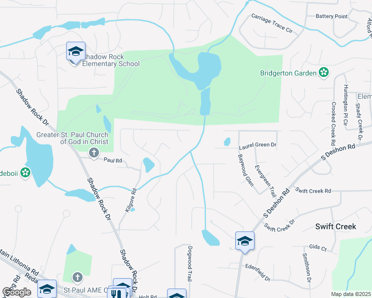 map of restaurants, bars, coffee shops, grocery stores, and more near 1236 Quiet Arbor Court in Lithonia