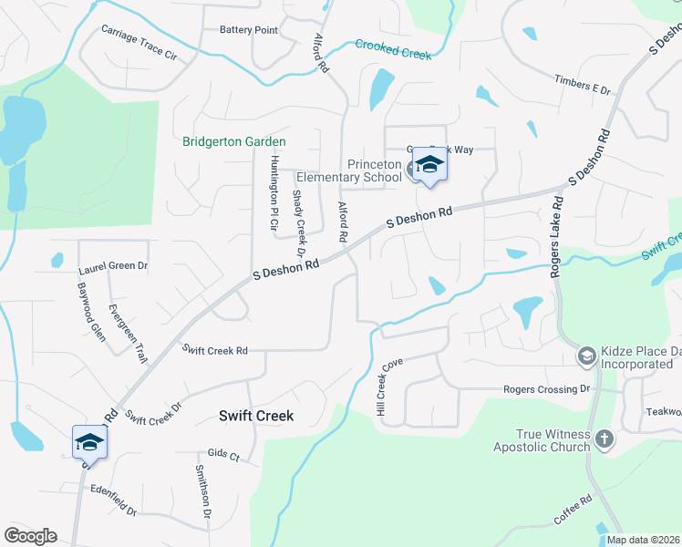 map of restaurants, bars, coffee shops, grocery stores, and more near 6658 Swift Creek Road in Lithonia