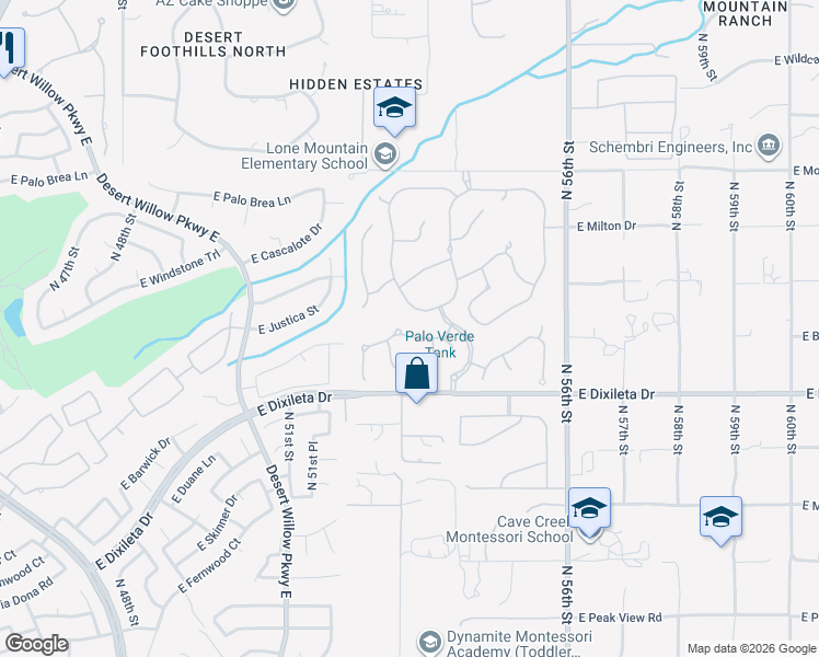 map of restaurants, bars, coffee shops, grocery stores, and more near 5308 East Barwick Drive in Cave Creek