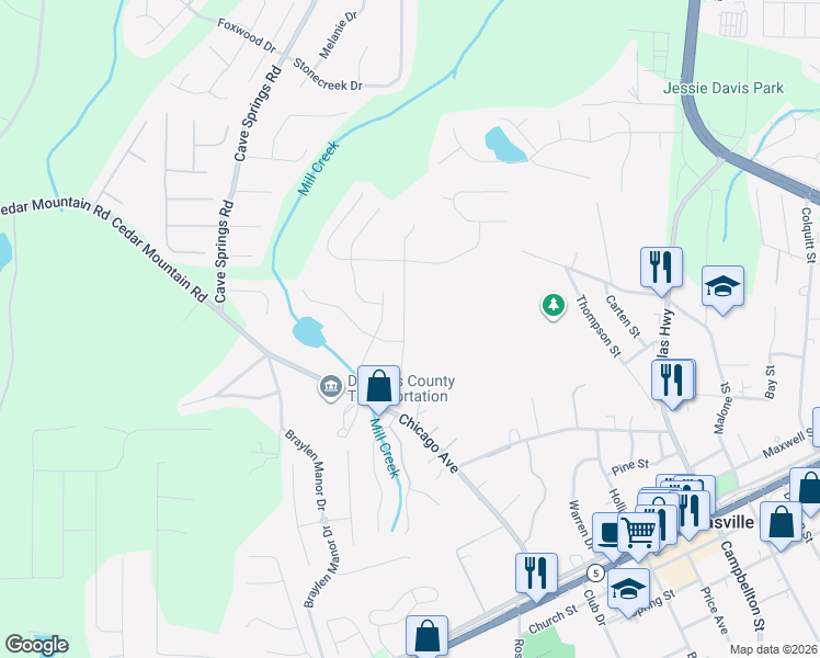 map of restaurants, bars, coffee shops, grocery stores, and more near 8138 Brookbend Drive in Douglasville