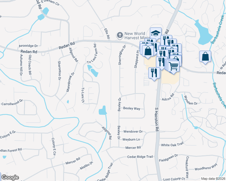 map of restaurants, bars, coffee shops, grocery stores, and more near 1228 To Lani Drive in Stone Mountain