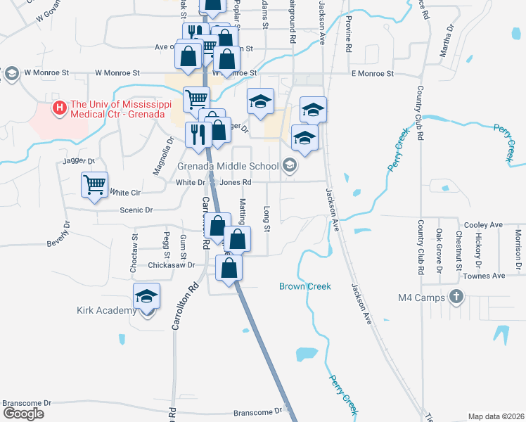 map of restaurants, bars, coffee shops, grocery stores, and more near 2138 Long Street in Grenada