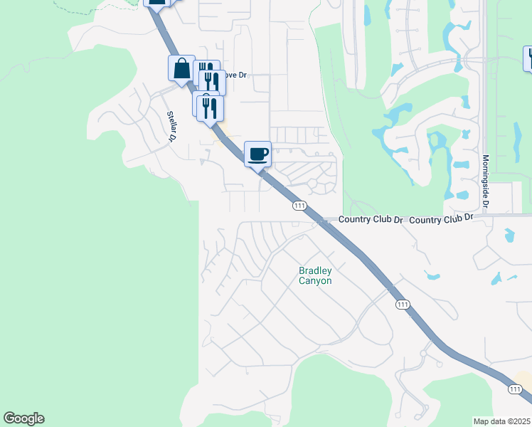 map of restaurants, bars, coffee shops, grocery stores, and more near 39950 Bird Lane in Rancho Mirage