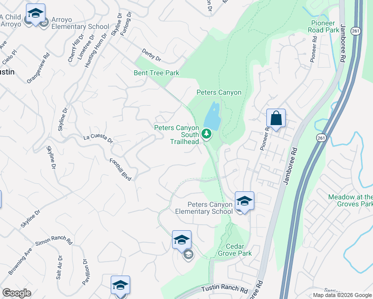 map of restaurants, bars, coffee shops, grocery stores, and more near 10905 Silverado Terrace in Tustin