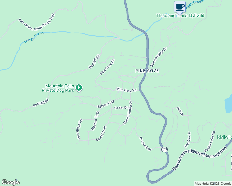 map of restaurants, bars, coffee shops, grocery stores, and more near 52791 Pine Cove Road in Idyllwild-Pine Cove