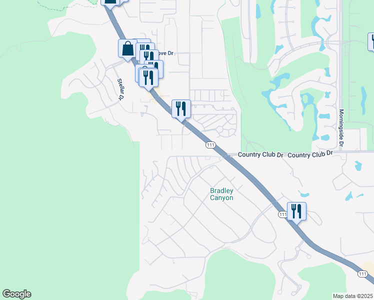 map of restaurants, bars, coffee shops, grocery stores, and more near 40050 Vía Del Cielo in Rancho Mirage