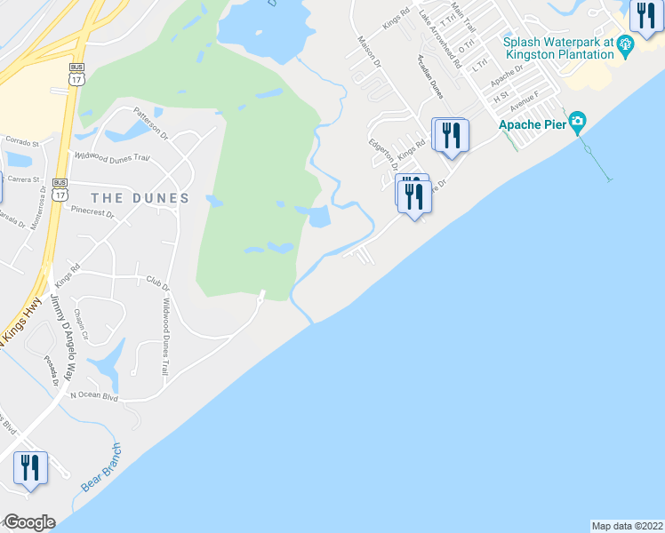 map of restaurants, bars, coffee shops, grocery stores, and more near 9400 Shore Drive in Myrtle Beach