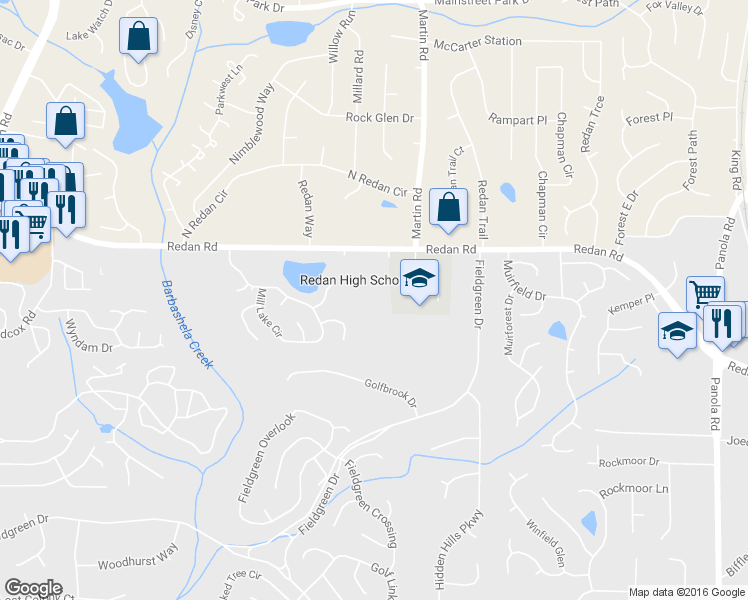 map of restaurants, bars, coffee shops, grocery stores, and more near in Stone Mountain