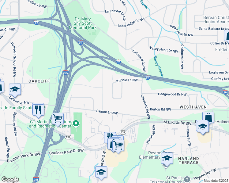 map of restaurants, bars, coffee shops, grocery stores, and more near 276 Hermer Circle Northwest in Atlanta