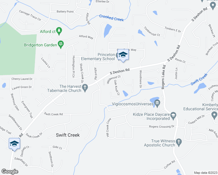 map of restaurants, bars, coffee shops, grocery stores, and more near 6641 Wildwood Court in Lithonia