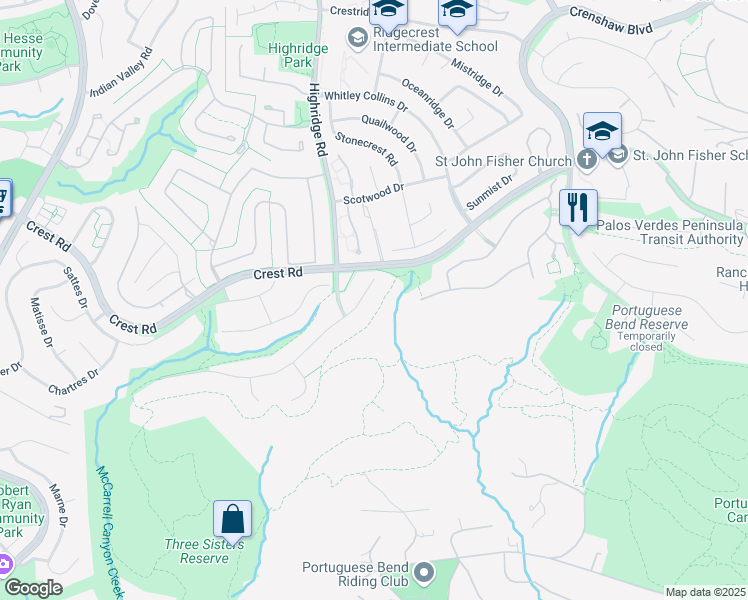 map of restaurants, bars, coffee shops, grocery stores, and more near 5832 Ocean Terrace Drive in Rancho Palos Verdes