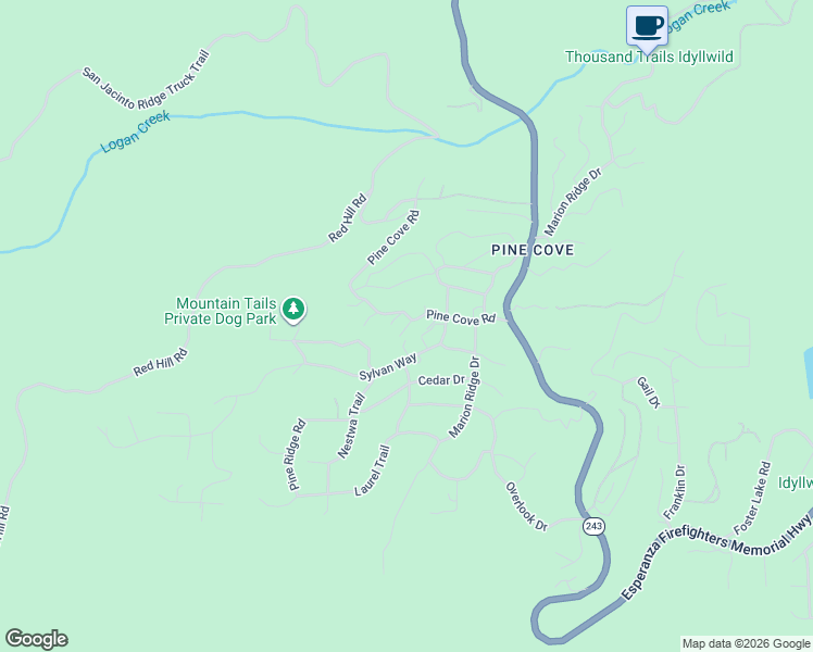 map of restaurants, bars, coffee shops, grocery stores, and more near 52659 Pine Cove Road in Idyllwild-Pine Cove