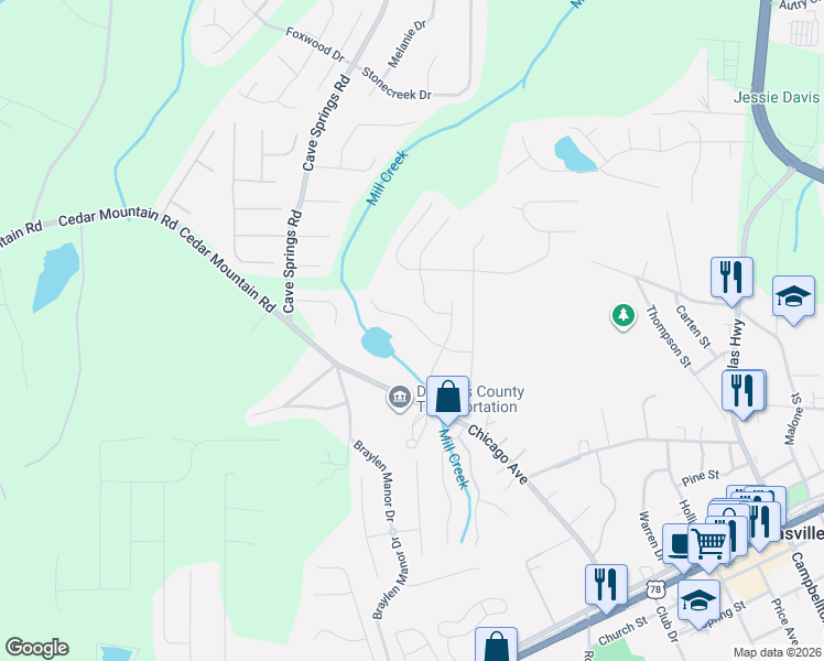 map of restaurants, bars, coffee shops, grocery stores, and more near 7073 Littlebrook Way in Douglasville