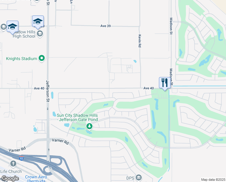 map of restaurants, bars, coffee shops, grocery stores, and more near 80528 Avenida Santa Marta in Indio