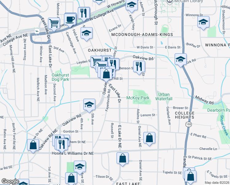 map of restaurants, bars, coffee shops, grocery stores, and more near in Decatur