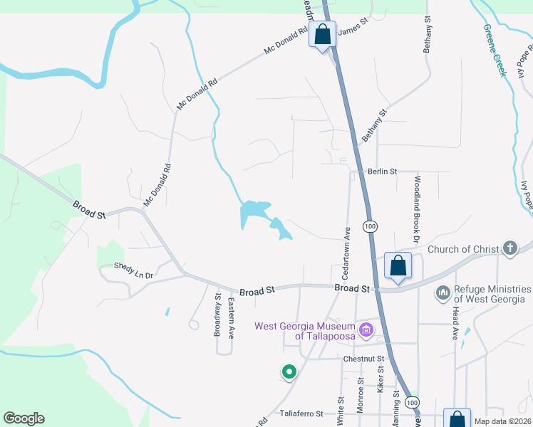 map of restaurants, bars, coffee shops, grocery stores, and more near in Tallapoosa
