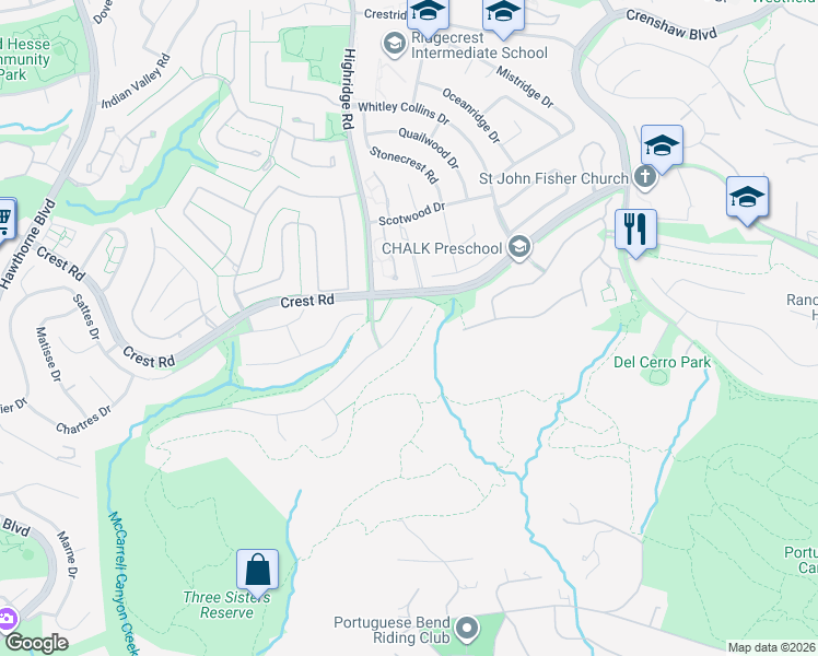 map of restaurants, bars, coffee shops, grocery stores, and more near 5832 Ocean Terrace Drive in Rancho Palos Verdes
