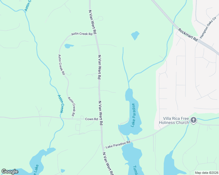 map of restaurants, bars, coffee shops, grocery stores, and more near 1073 North Van Wert Road in Villa Rica