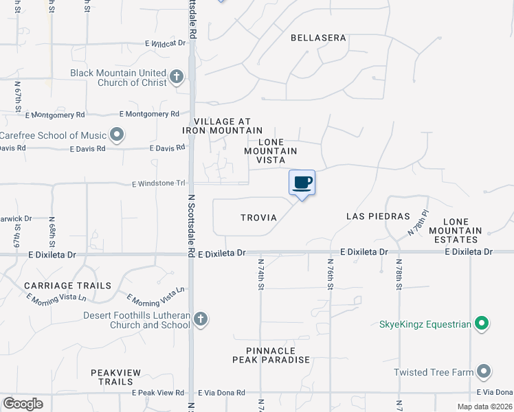 map of restaurants, bars, coffee shops, grocery stores, and more near 7298 East Baker Drive in Scottsdale