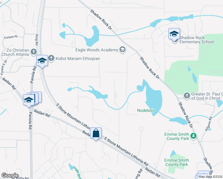 map of restaurants, bars, coffee shops, grocery stores, and more near 1247 Greenridge Avenue in Lithonia