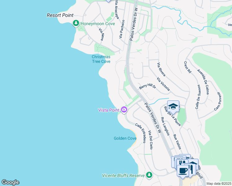 map of restaurants, bars, coffee shops, grocery stores, and more near 71 Marguerite Drive in Rancho Palos Verdes