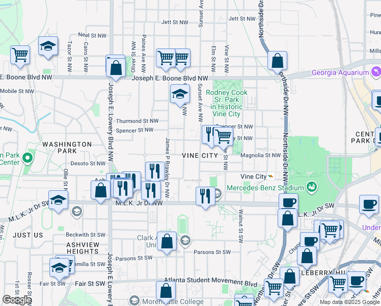 map of restaurants, bars, coffee shops, grocery stores, and more near 104 Mc Cullough Street in Atlanta