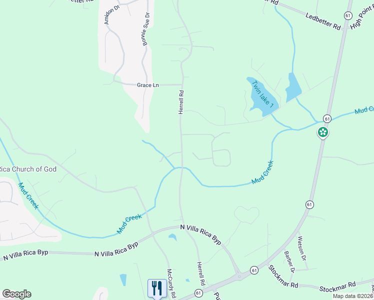 map of restaurants, bars, coffee shops, grocery stores, and more near 428 Flowery Branch Ct in Villa Rica