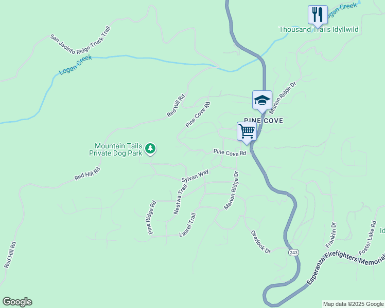 map of restaurants, bars, coffee shops, grocery stores, and more near 52659 Pine Cove Road in Idyllwild-Pine Cove