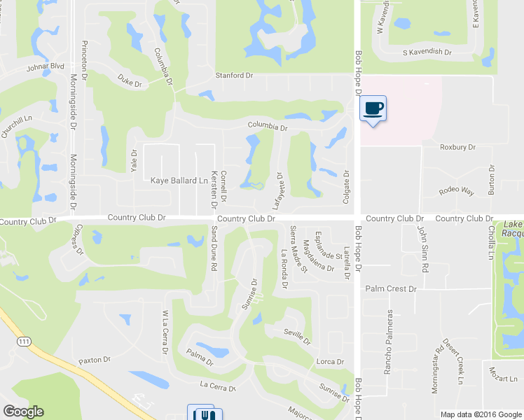 map of restaurants, bars, coffee shops, grocery stores, and more near 59 Cornell Drive in Rancho Mirage