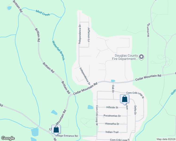 map of restaurants, bars, coffee shops, grocery stores, and more near 1833 Potomac Place in Douglasville