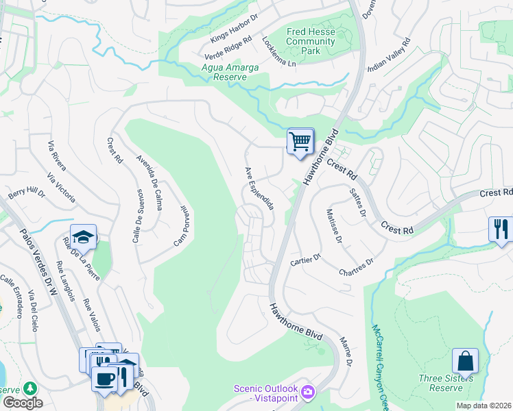 map of restaurants, bars, coffee shops, grocery stores, and more near 30134 Avenida Classica in Rancho Palos Verdes
