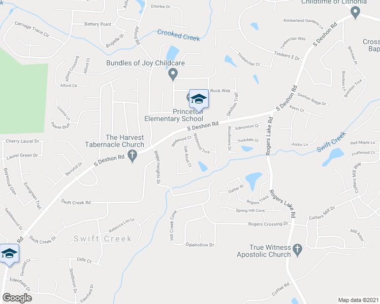 map of restaurants, bars, coffee shops, grocery stores, and more near 1198 Oak Knoll Court in Lithonia