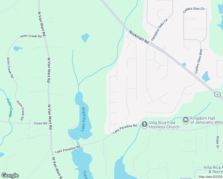 map of restaurants, bars, coffee shops, grocery stores, and more near 197 Pine Needle Trail in Villa Rica