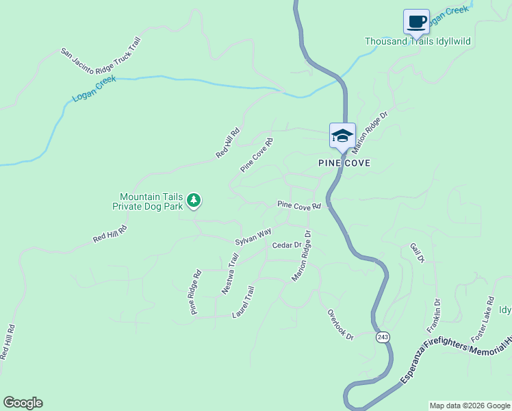 map of restaurants, bars, coffee shops, grocery stores, and more near 52661 Pine Cove Road in Idyllwild-Pine Cove