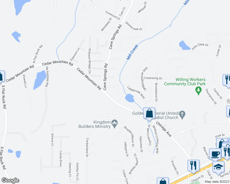 map of restaurants, bars, coffee shops, grocery stores, and more near 7272 Ashton Court in Douglasville