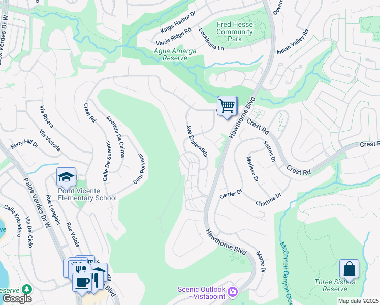 map of restaurants, bars, coffee shops, grocery stores, and more near 30134 Avenida Classica in Rancho Palos Verdes
