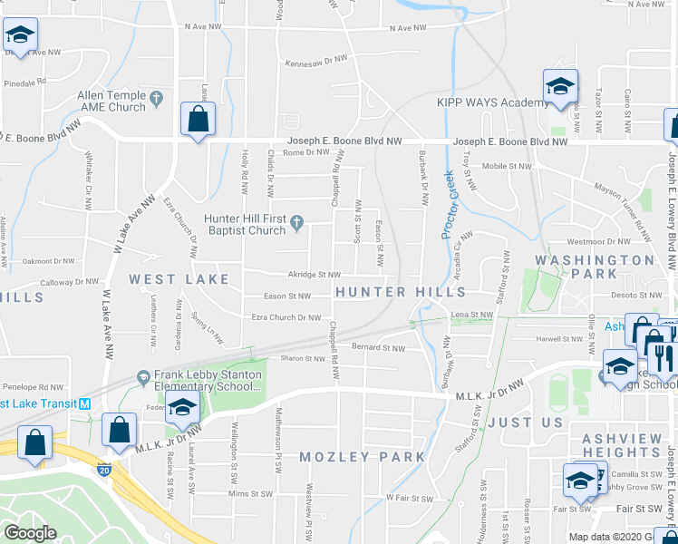 map of restaurants, bars, coffee shops, grocery stores, and more near 137 Chappell Road Northwest in Atlanta