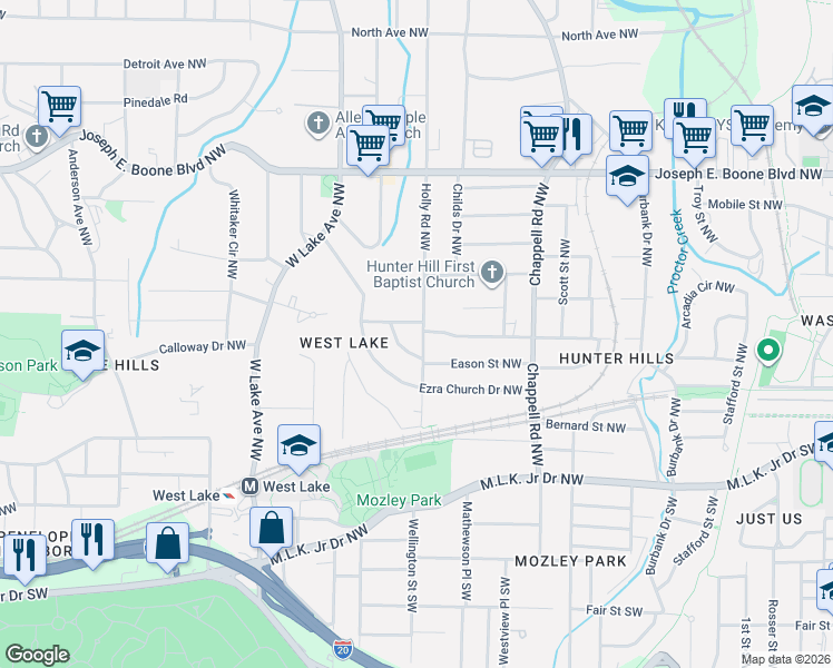 map of restaurants, bars, coffee shops, grocery stores, and more near in Atlanta