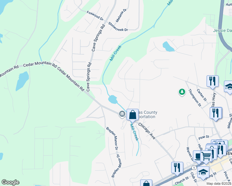 map of restaurants, bars, coffee shops, grocery stores, and more near 7094 Littlebrook Way in Douglasville