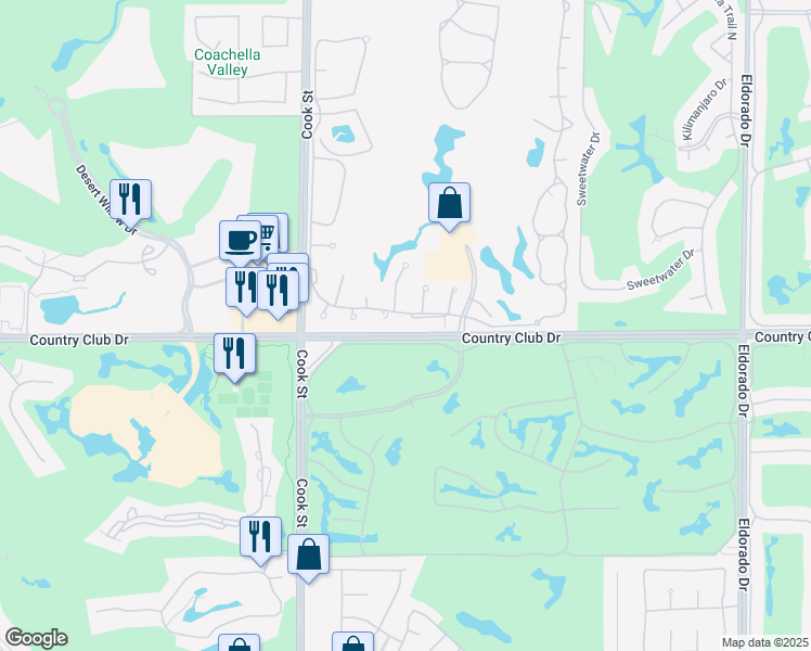 map of restaurants, bars, coffee shops, grocery stores, and more near 123 Vitoria Lane in Palm Desert